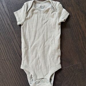 Carter's Beige & Green Striped Short-Sleeve Baby One-Piece